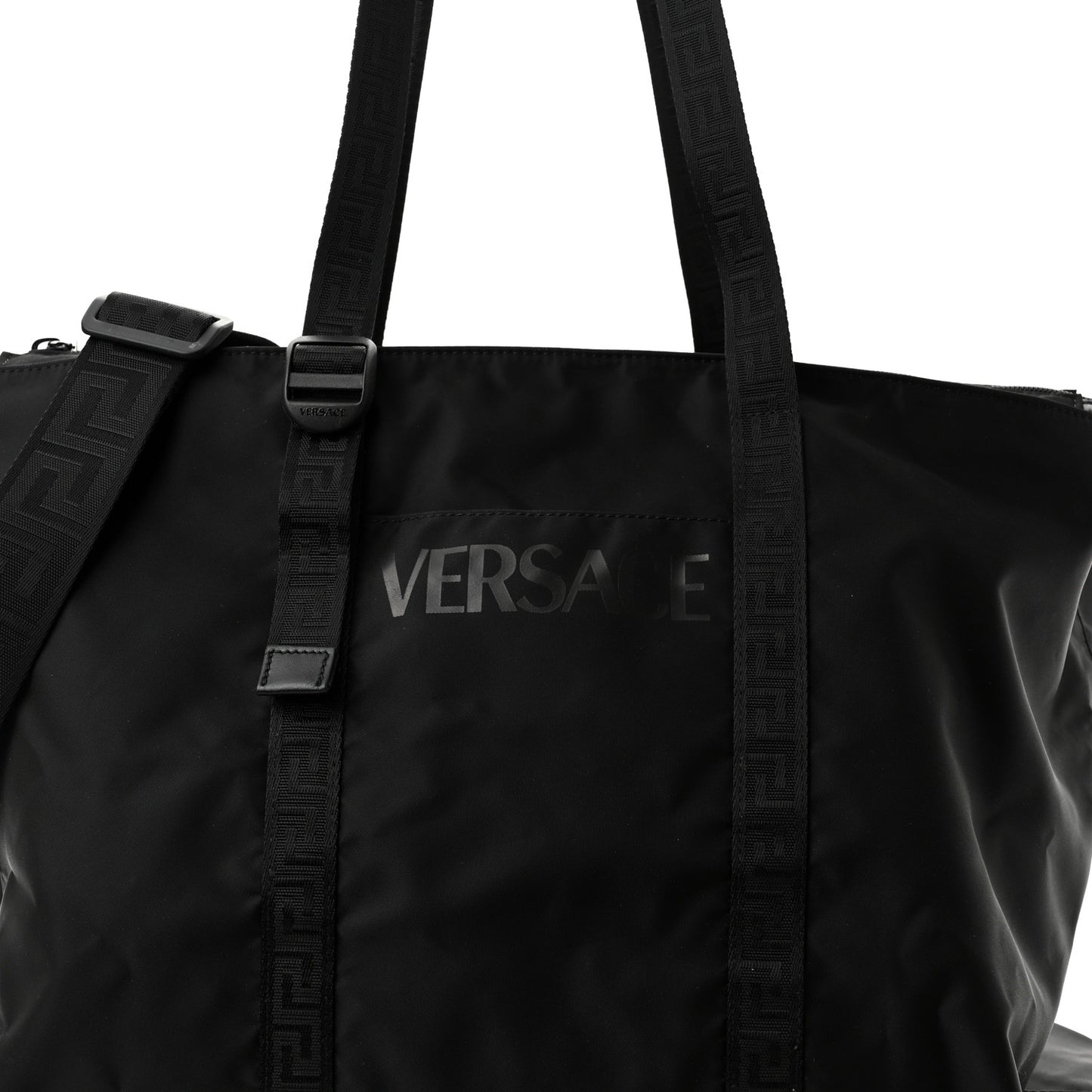 Nylon La Greca Logo Tote Black