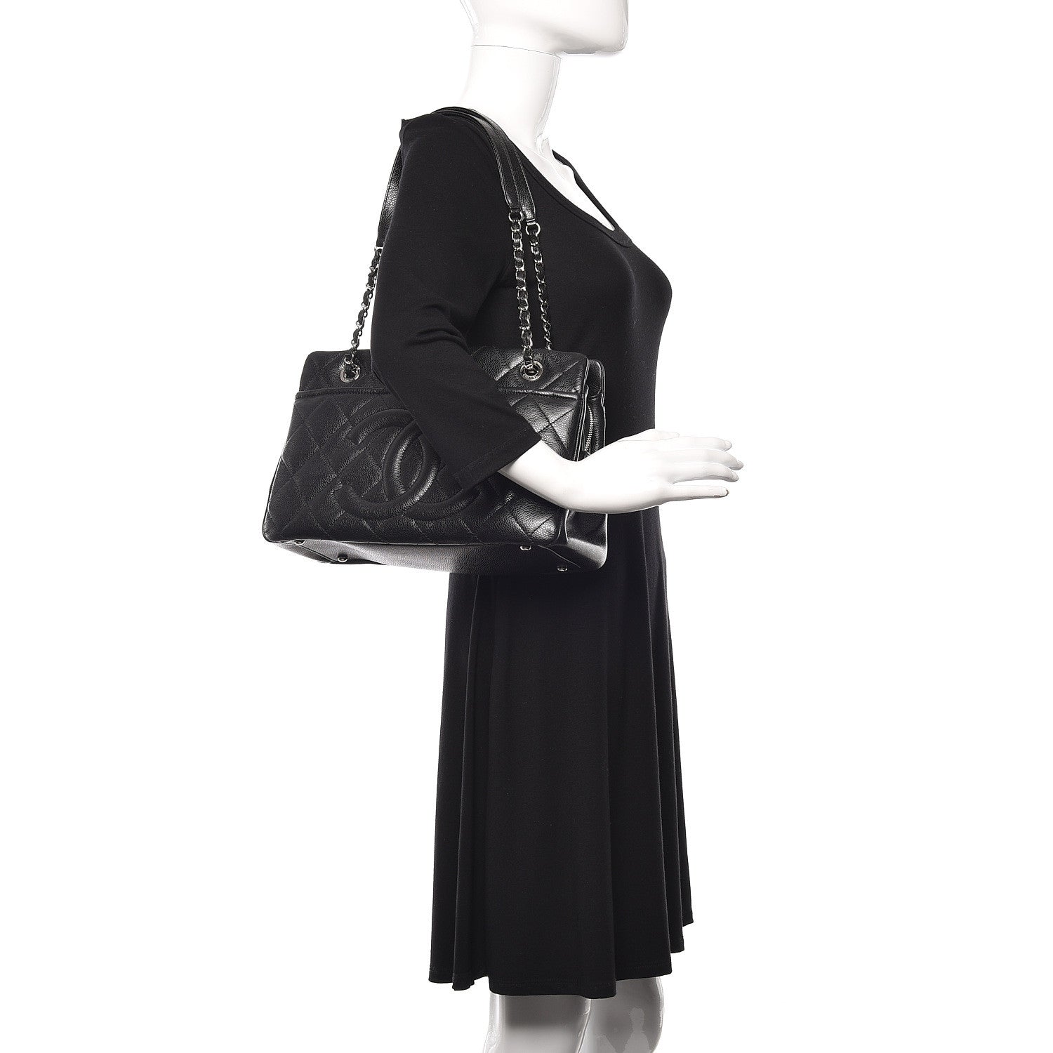 Chanel Caviar Quilted CC Timeless Soft Tote Black 2 of 10