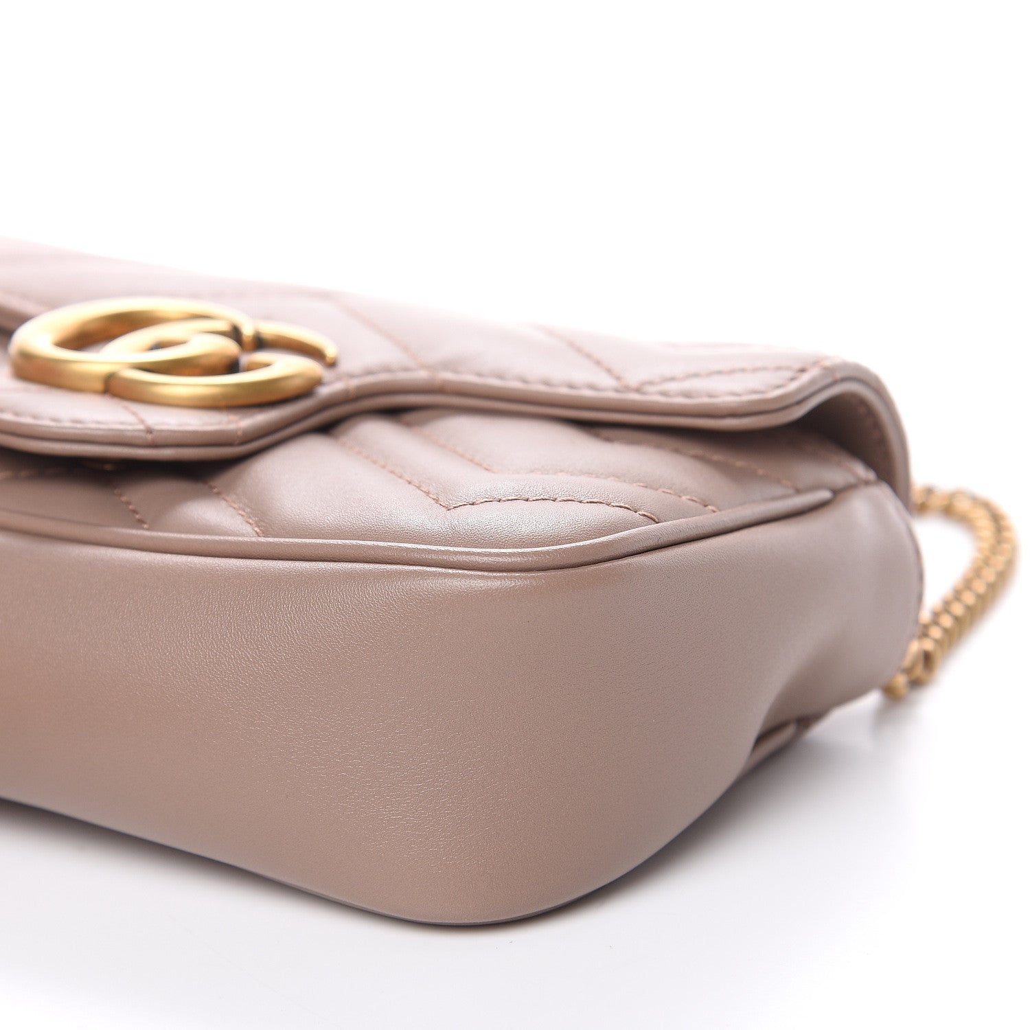 Gucci Calfskin Matelasse Super Mini GG Marmont Shoulder Bag Porcelain Rose 9 of 10
