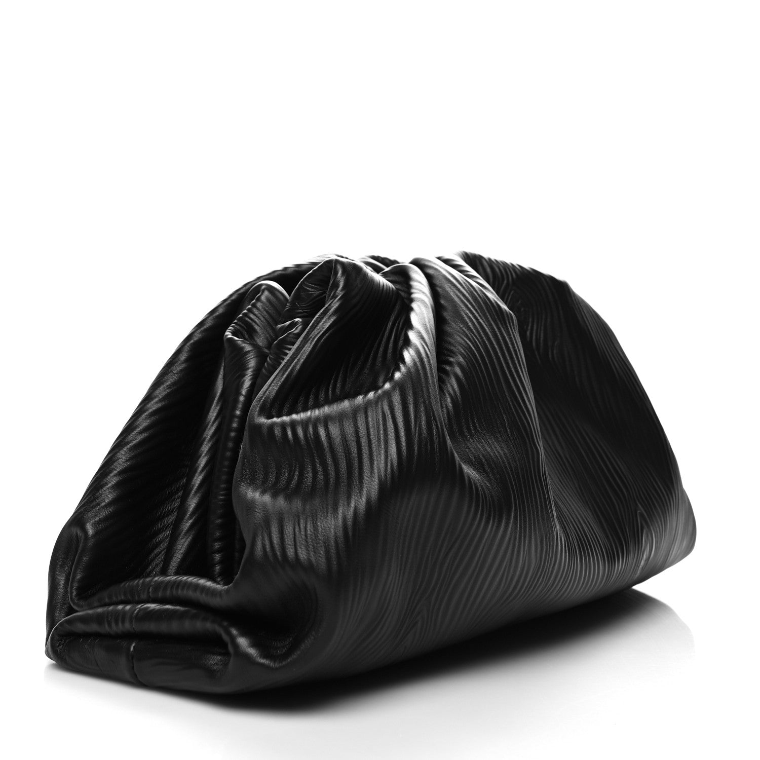 Bottega Veneta Bark Calfskin Embossed The Pouch Oversized Clutch Black 3 of 11
