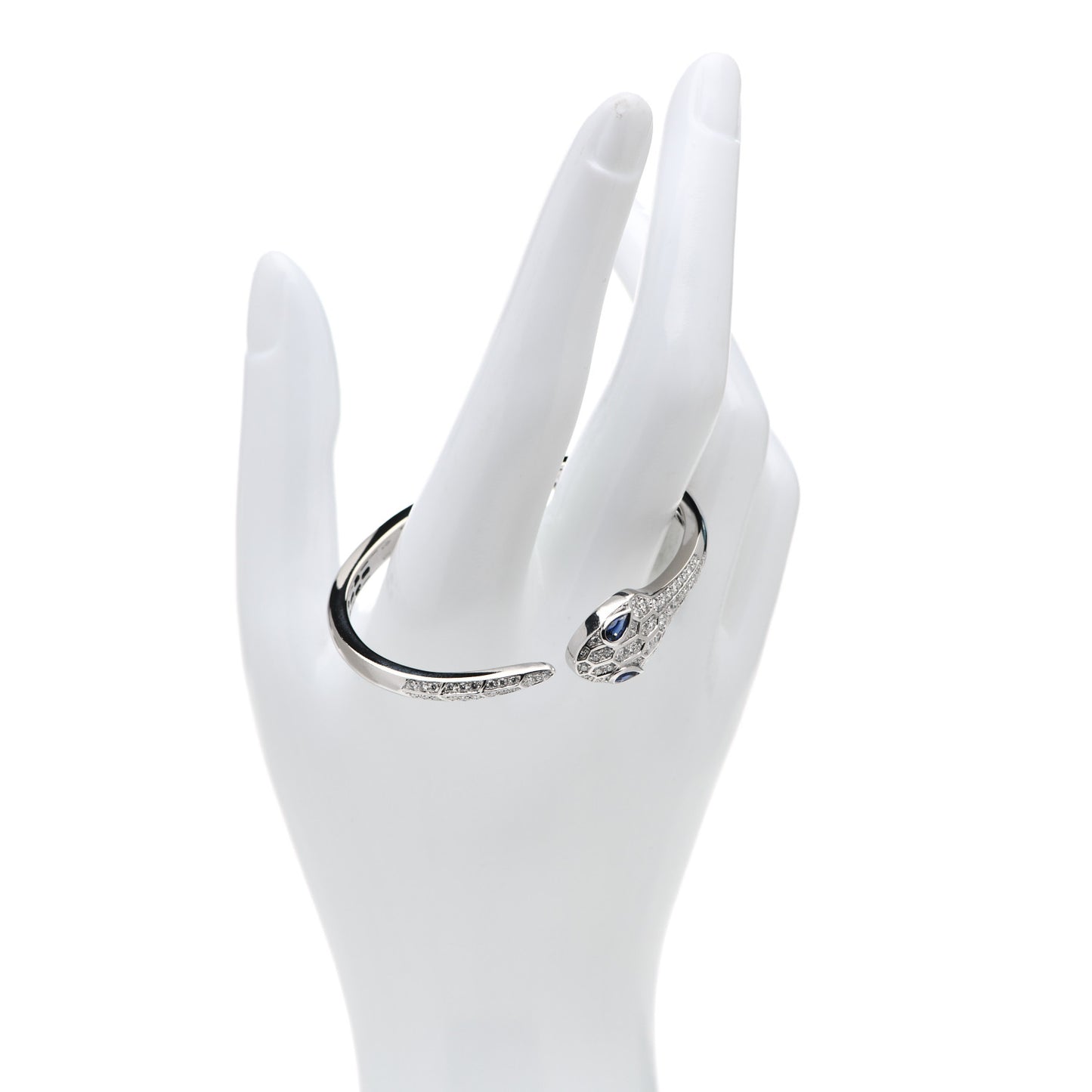 18K White Gold Diamond Blue Sapphire Serpent Bracelet S