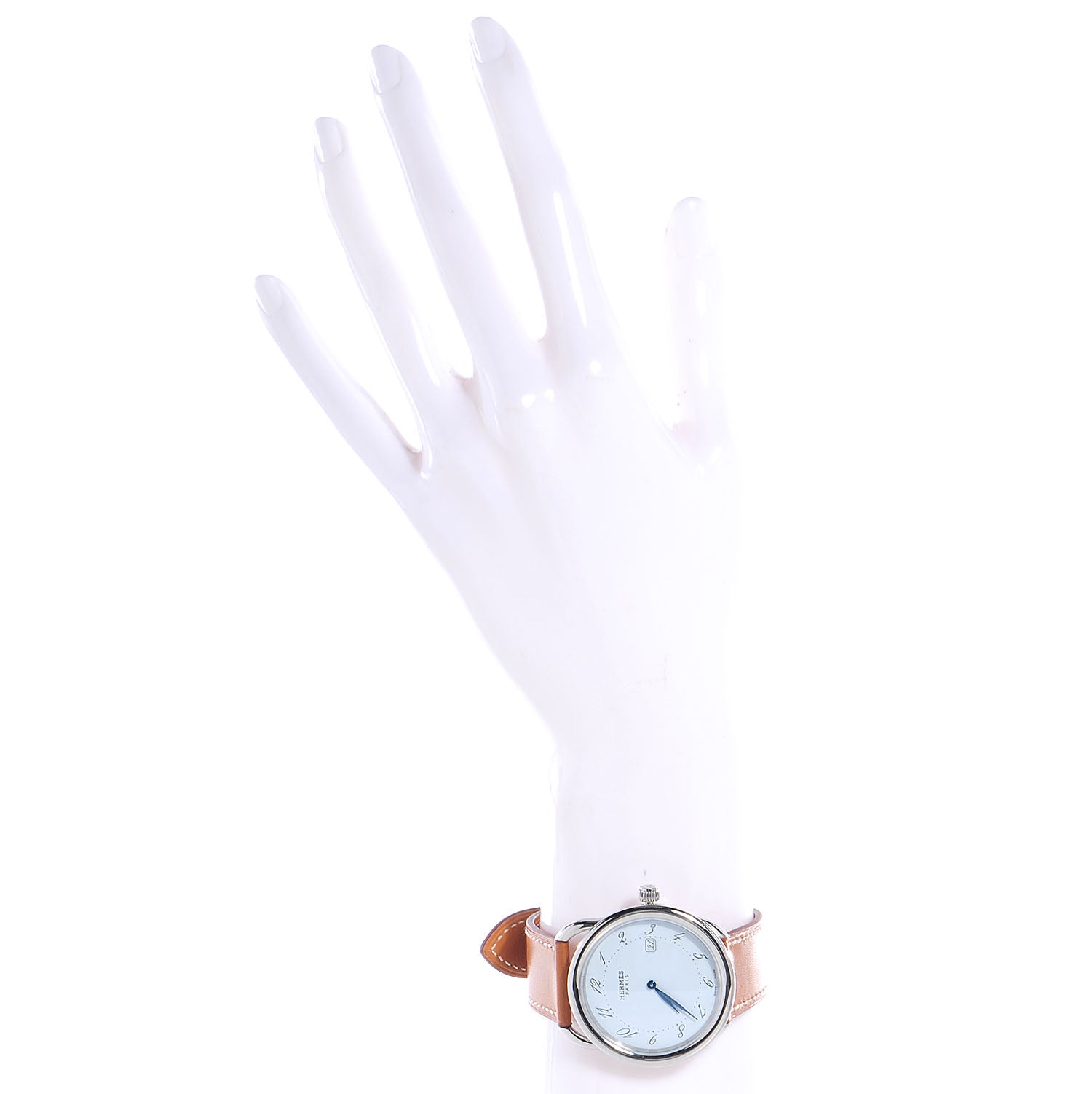 Hermes Stainless Steel Barenia 38mm Arceau Quartz Watch Fauve 2 of 8
