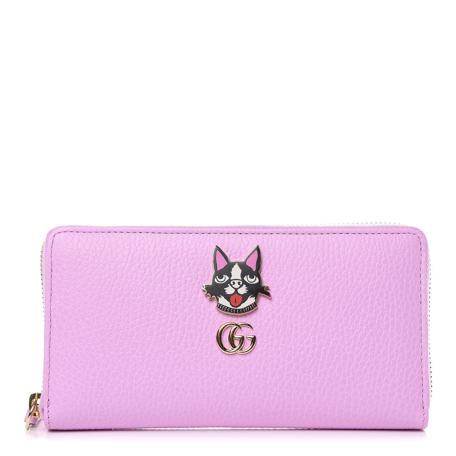 Gucci Dollar Calfskin GG Marmont Bosco Zip Around Wallet Malva 1 of 7