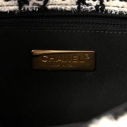 Chanel Tweed Quilted Medium Chanel 19 Flap Black Ecru White 6 of 10