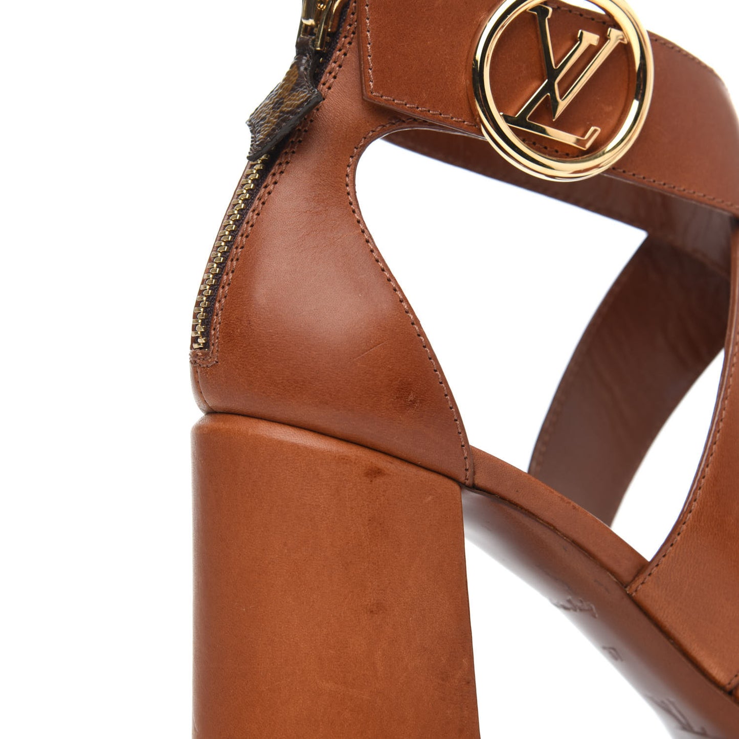 Calfskin Monogram Horizon Sandals 37 Cognac Brown