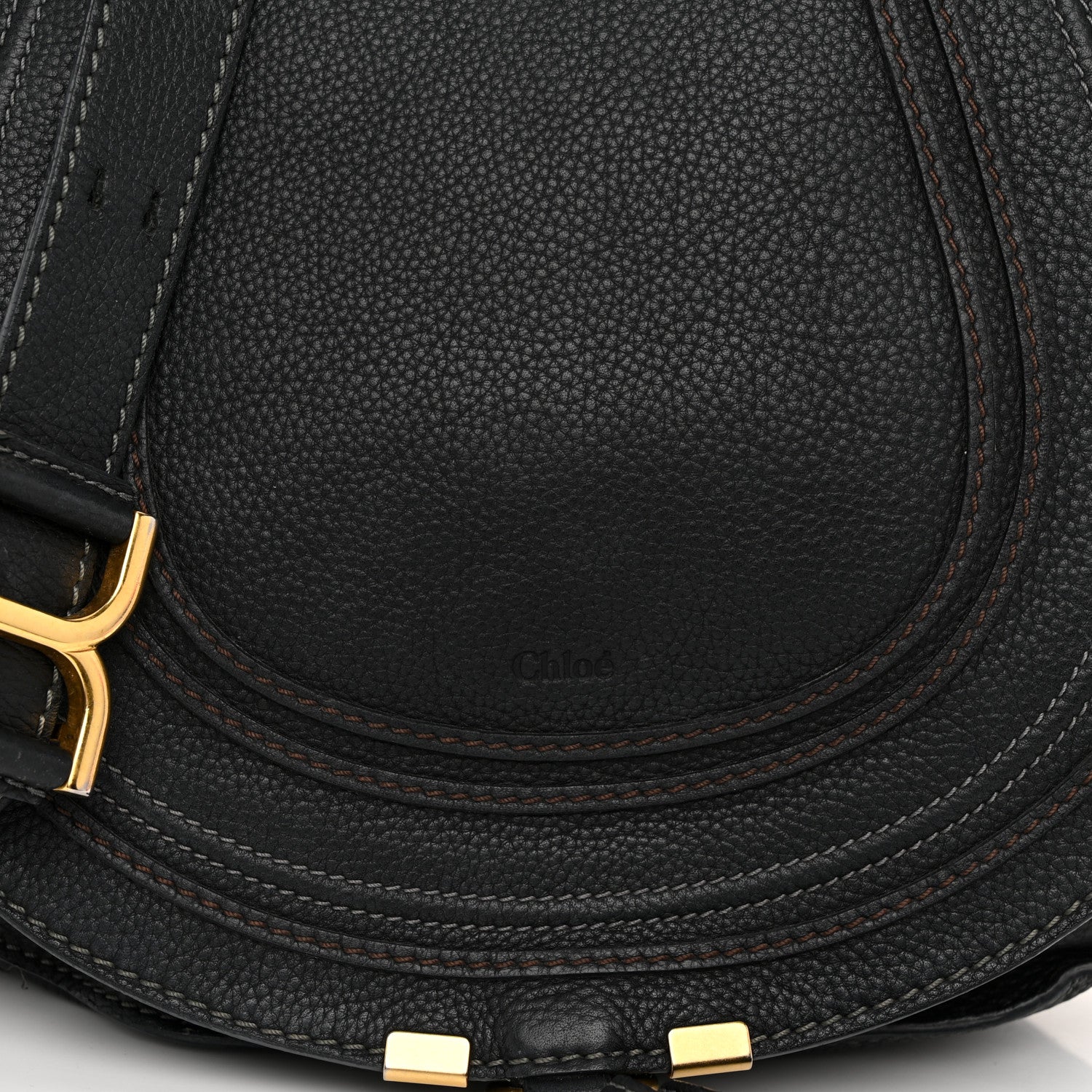 Chloe Grained Calfskin Medium Marcie Saddle Bag Black 8 of 14