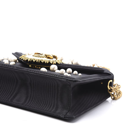 Dolce & Gabbana Moire Pearl Embellished Small Devotion Top Handle Bag Black 7 of 9