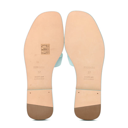 Hermes Epsom Oran Sandals 37 Vert Embrun 5 of 9
