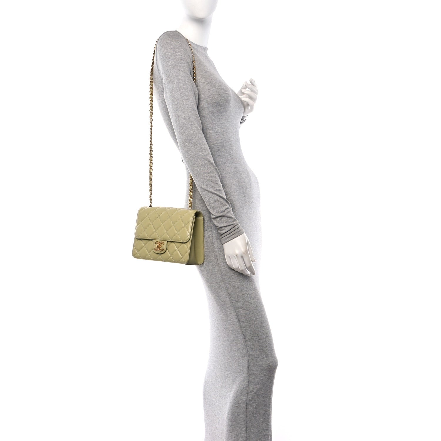 Chanel Shiny Lambskin Quilted Mini Flap Green 2 of 11