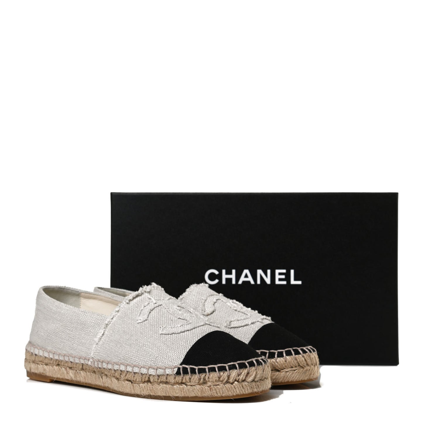 Linen CC Espadrilles 38 Beige Black