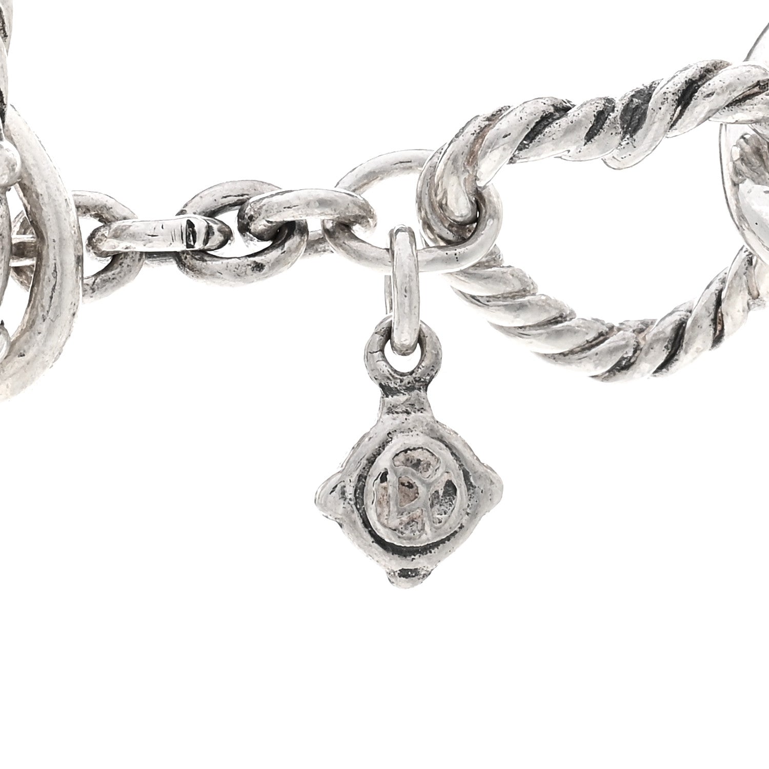 David Yurman Sterling Silver 18K Yellow Gold Cable Heart Link Necklace 4 of 4