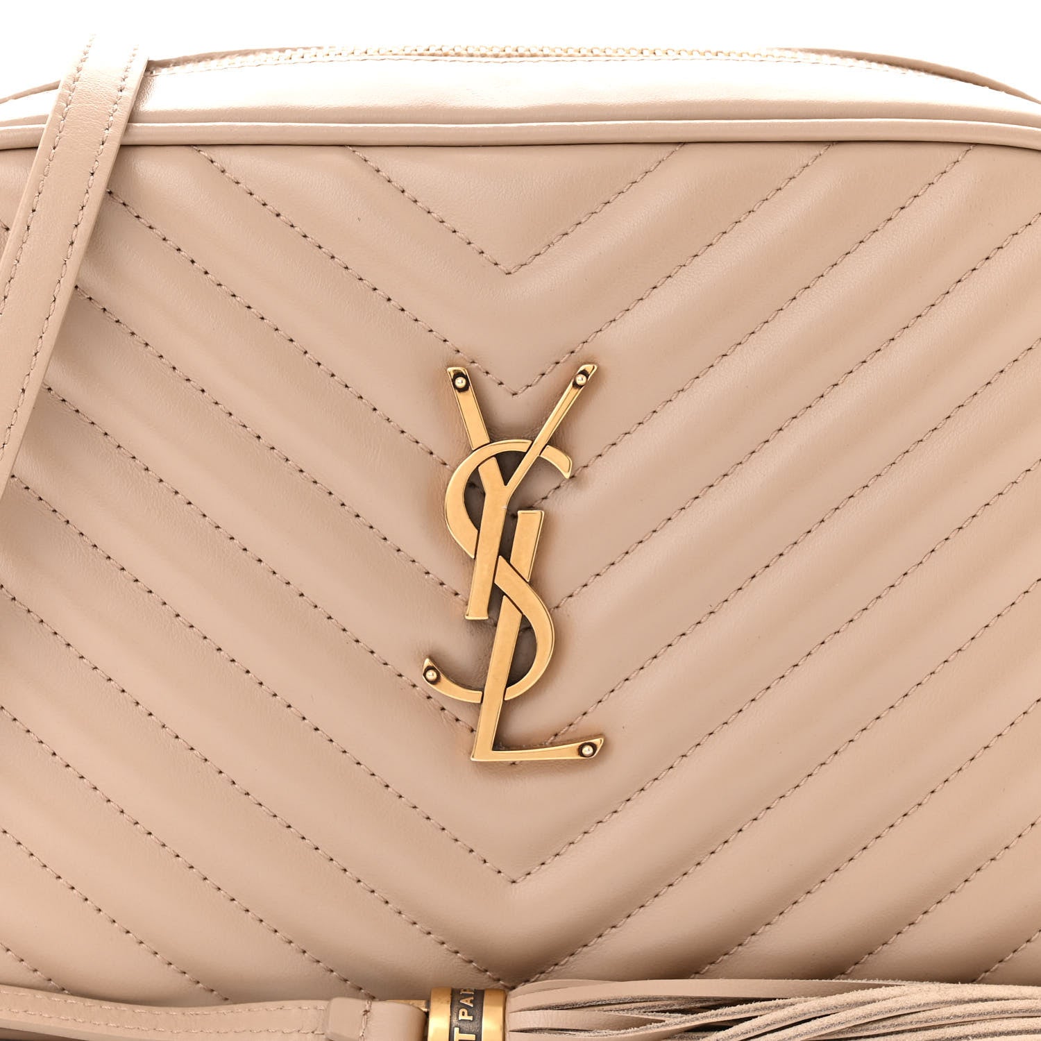Saint Laurent Calfskin Matelasse Monogram Lou Camera Bag Dark Beige 8 of 14