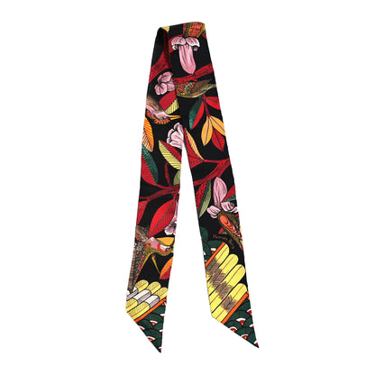 Hermes Silk Tree Of Song Twilly Black Rouge Vert 2 of 4