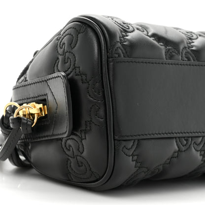 Gucci Calfskin GG Matelasse Mini Bowler Bag Black Natural 9 of 9