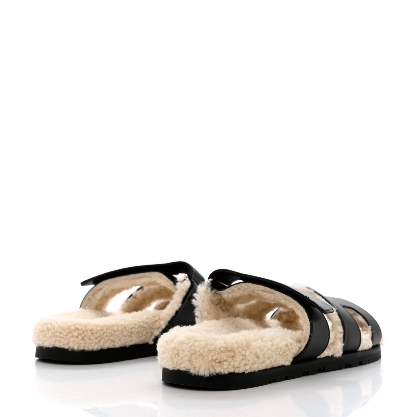 Veau Indios Woolskin Mens Chypre Sandals 38 Black Ecru