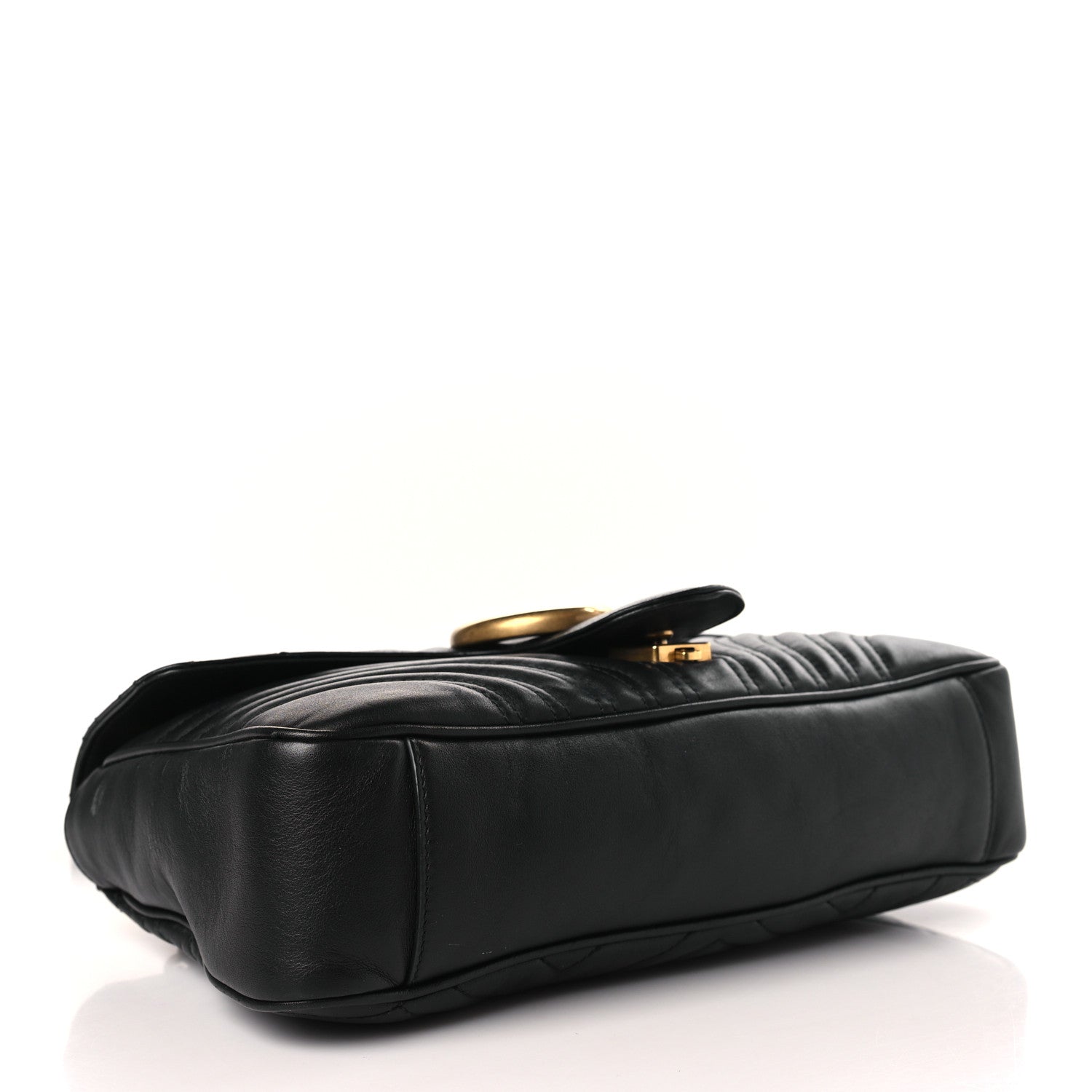 Gucci Calfskin Matelasse Medium GG Marmont Shoulder Bag Black 4 of 9
