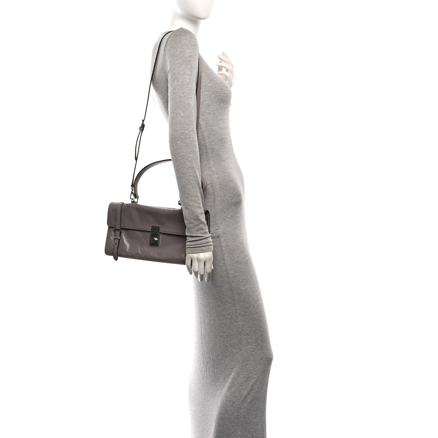 Prada Glossy Calfskin Medium Sound Shoulder Bag Peltro 2 of 11