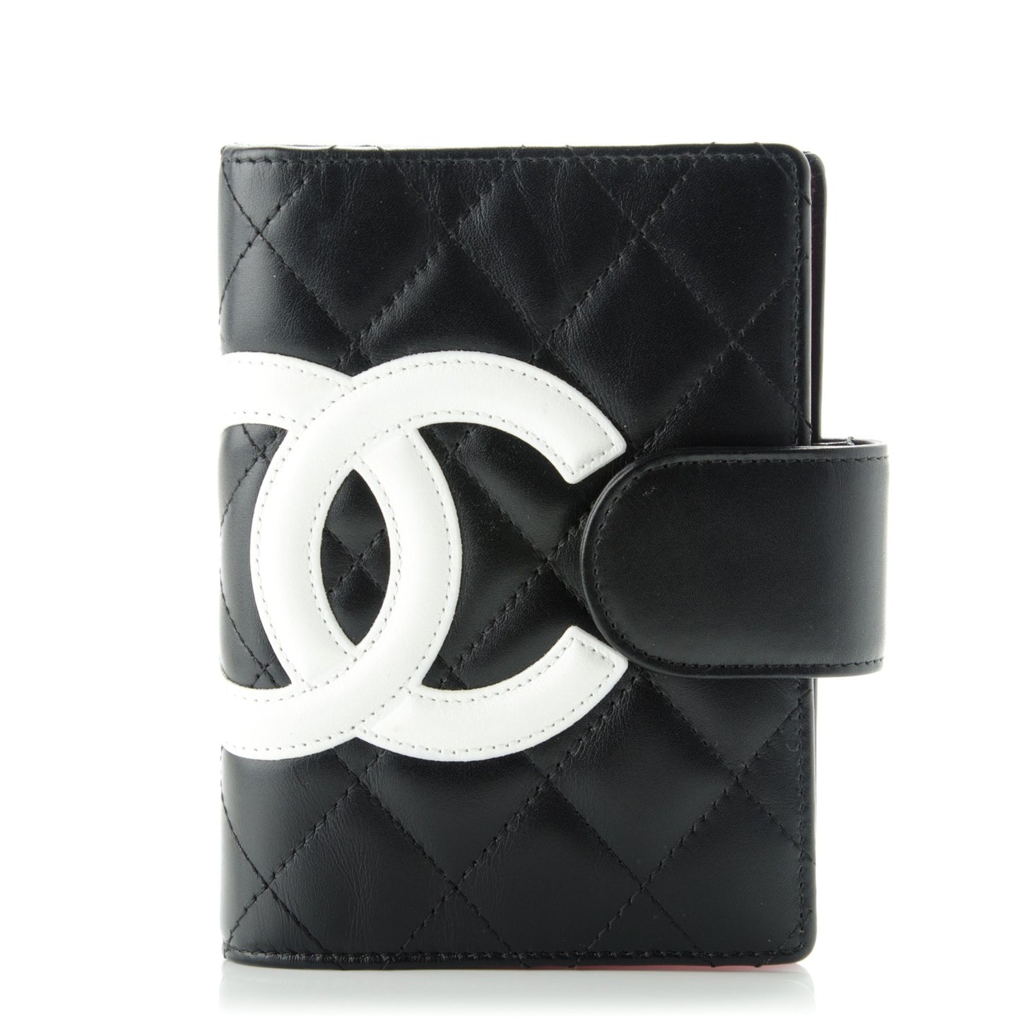 Calfskin Quilted Small Cambon Agenda Planner Black White