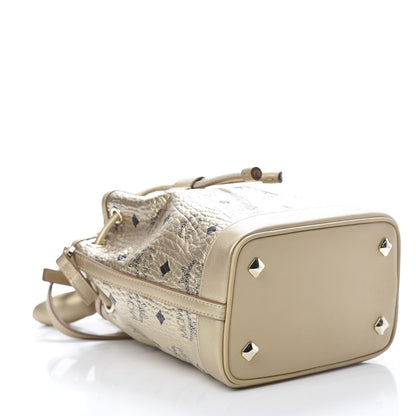 MCM Metallic Visetos Zoo Rabbit Drawstring Bucket Bag Berlin Gold 5 of 11
