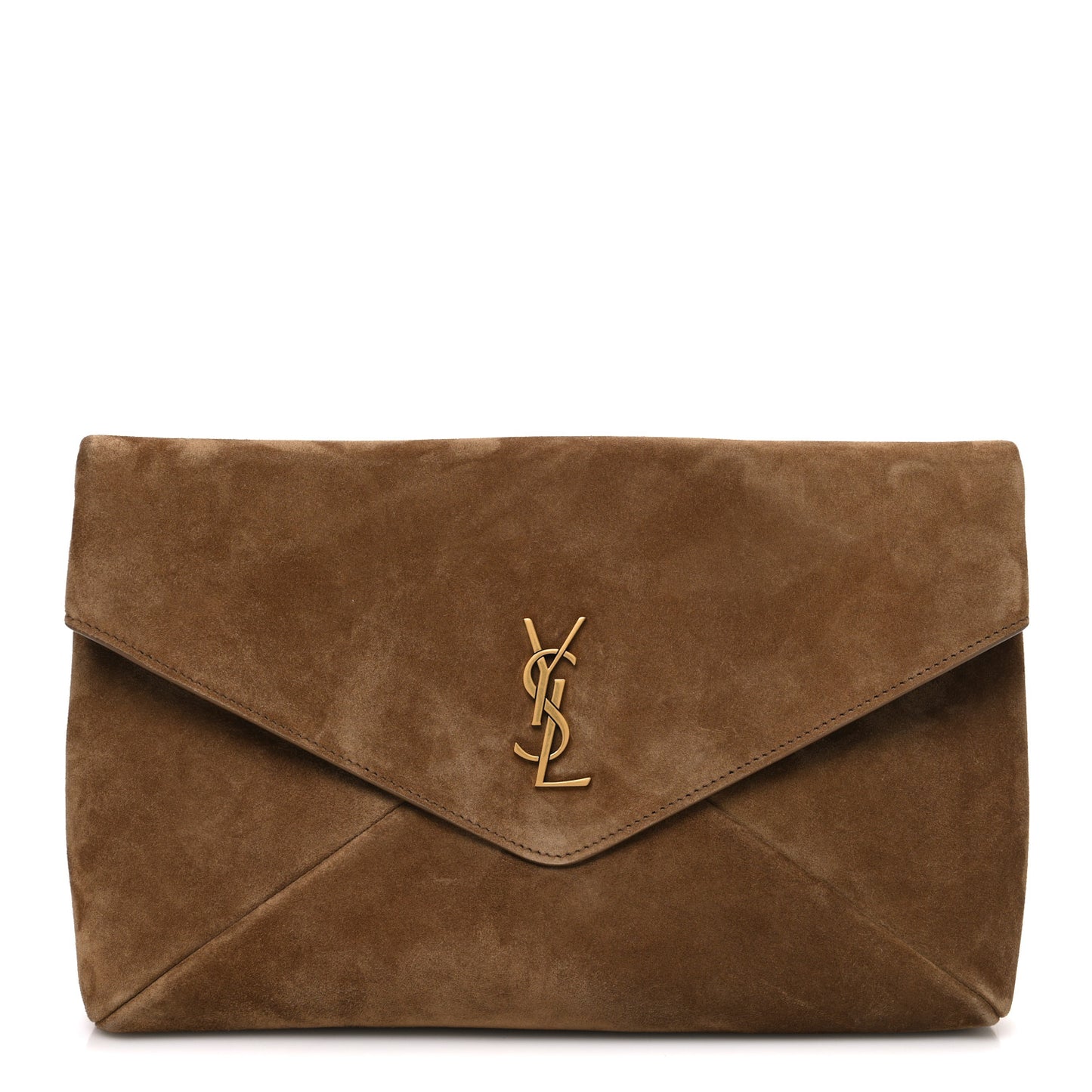 Suede Large Cassandre Envelope Pouch Golden Leaf