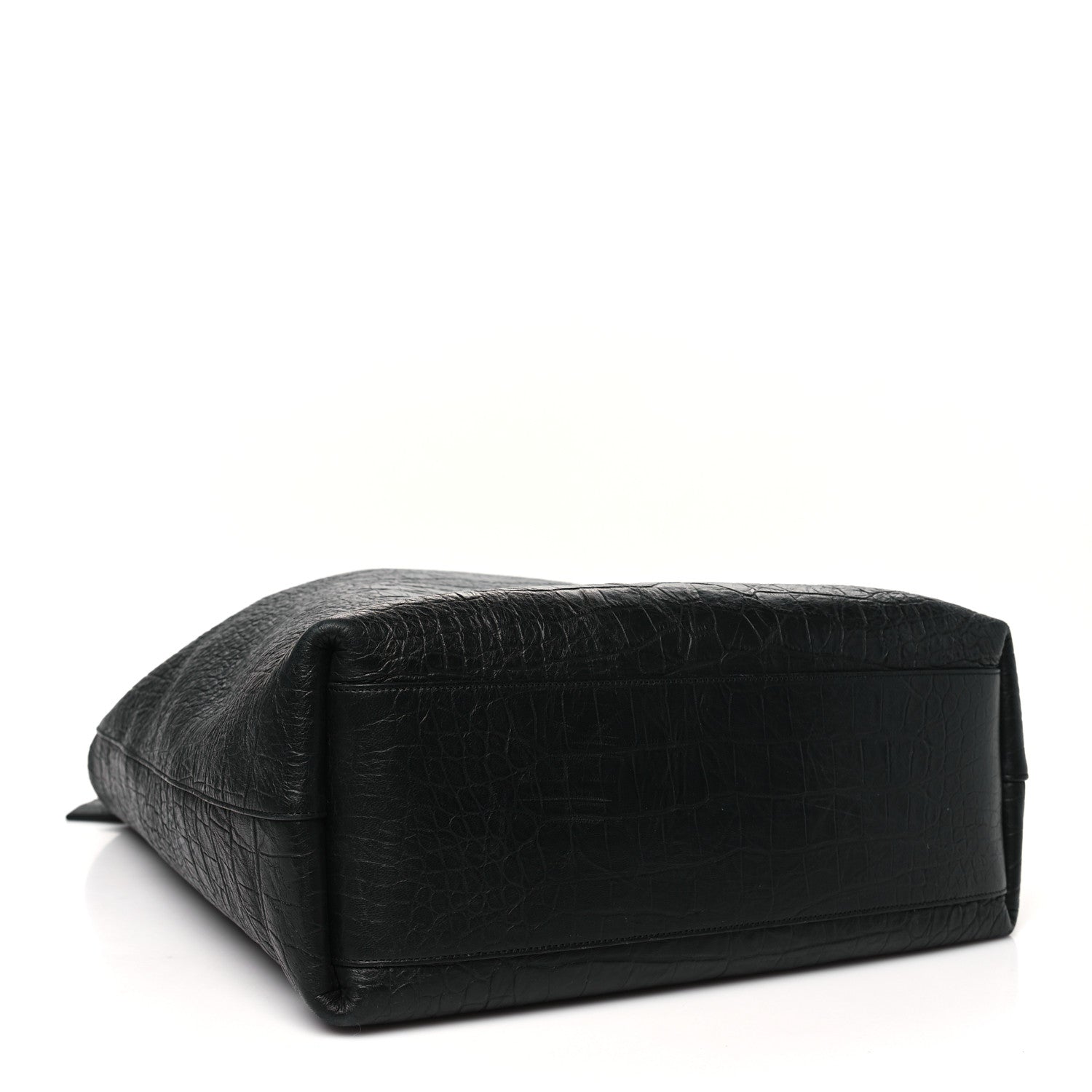 Saint Laurent Calfskin Crocodile Embossed Bold Shopper Tote Black 5 of 10