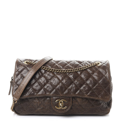 Chanel Crumpled Caviar Quilted Large Shiva Flap Brown 1 of 9