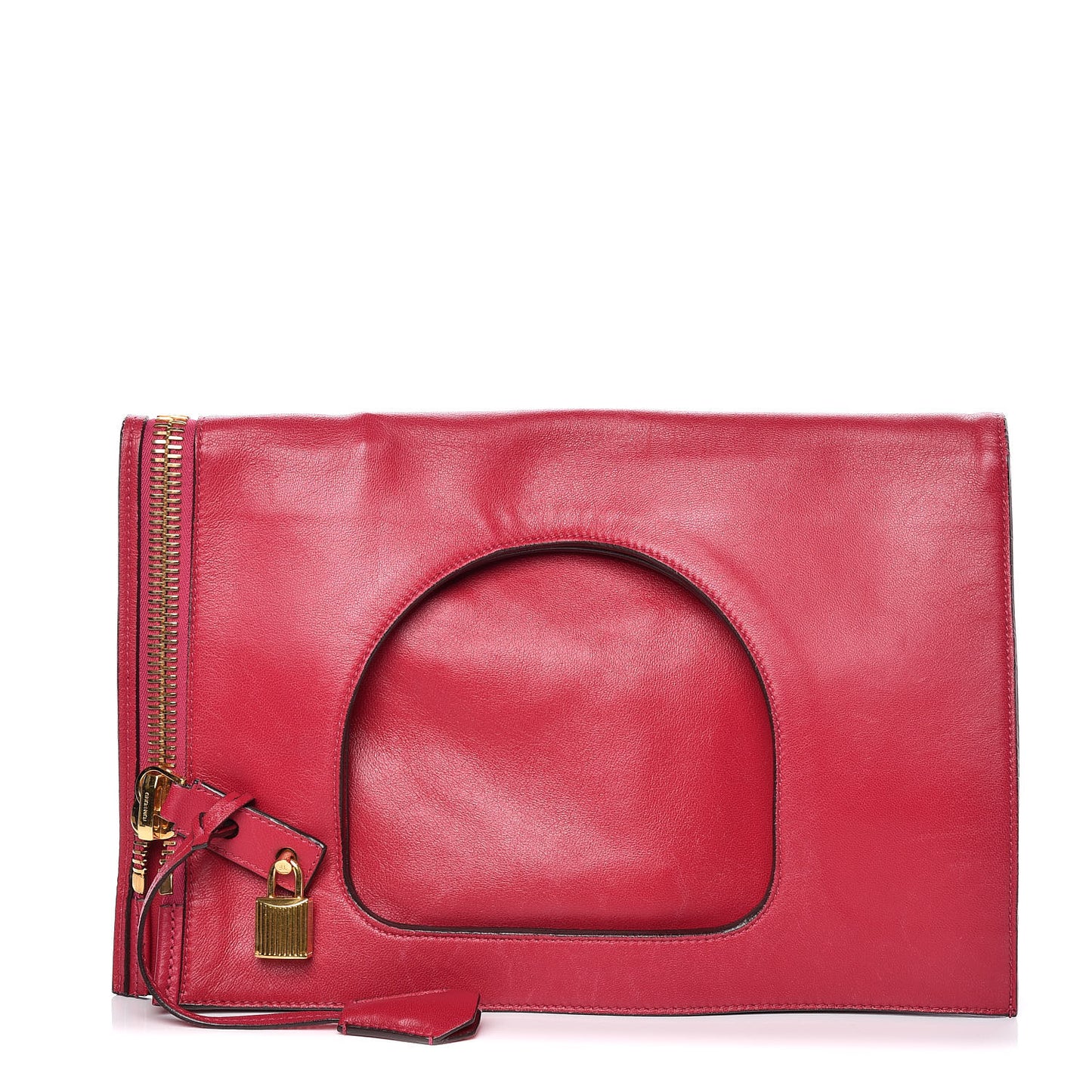 Ramskin Large Alix Padlock Zip Shoulder Bag Fuchsia