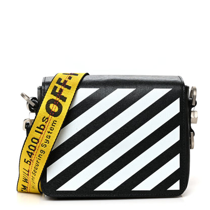 Off-White Saffiano Striped Diag Bag Black White 1 of 10