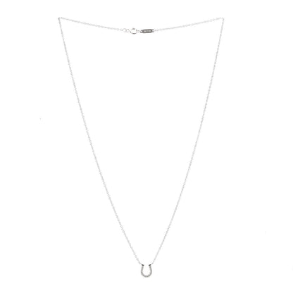 Tiffany 18K White Gold Diamond Mini Metro Horseshoe Pendant Necklace 3 of 6