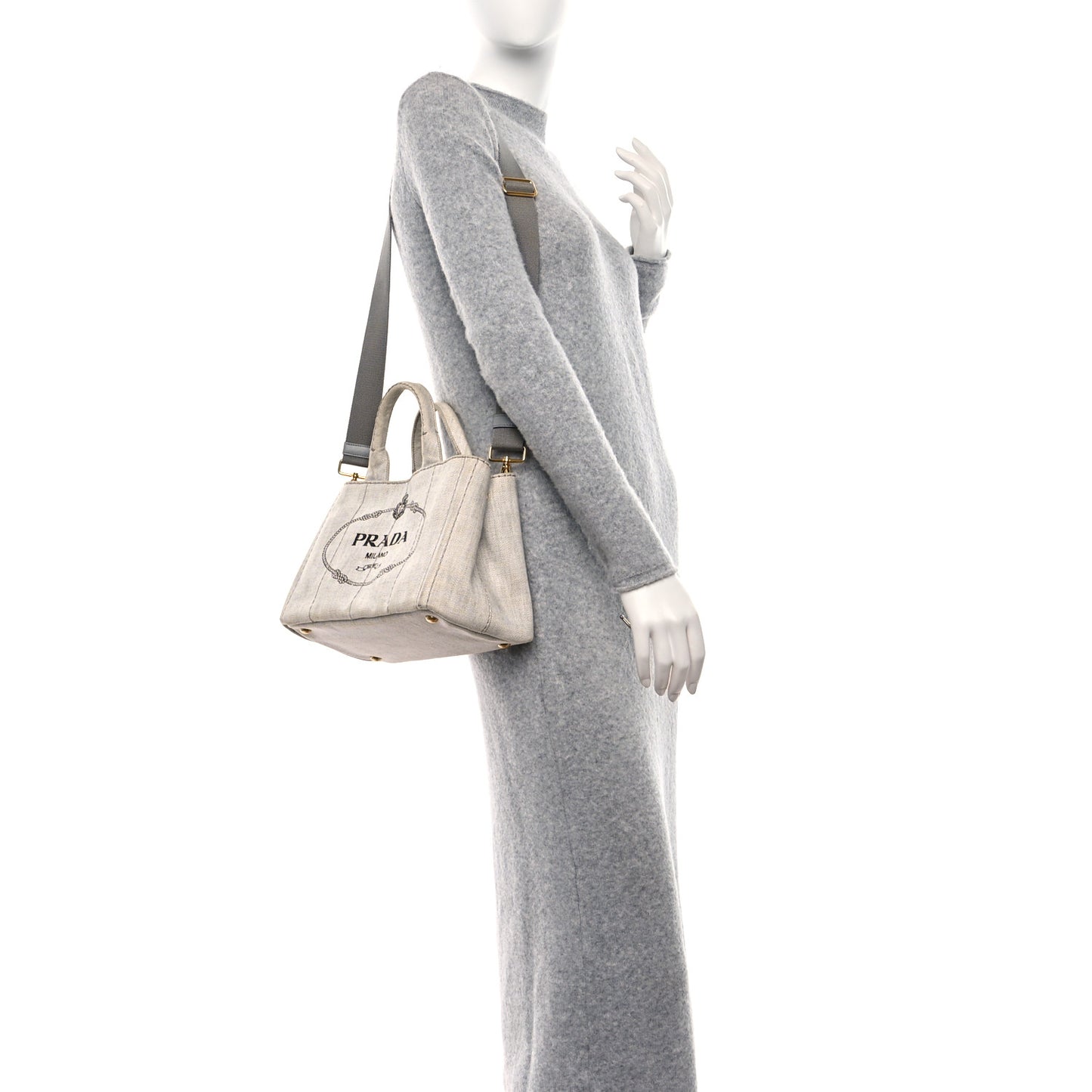 Denim Small Logo Tote Bianco