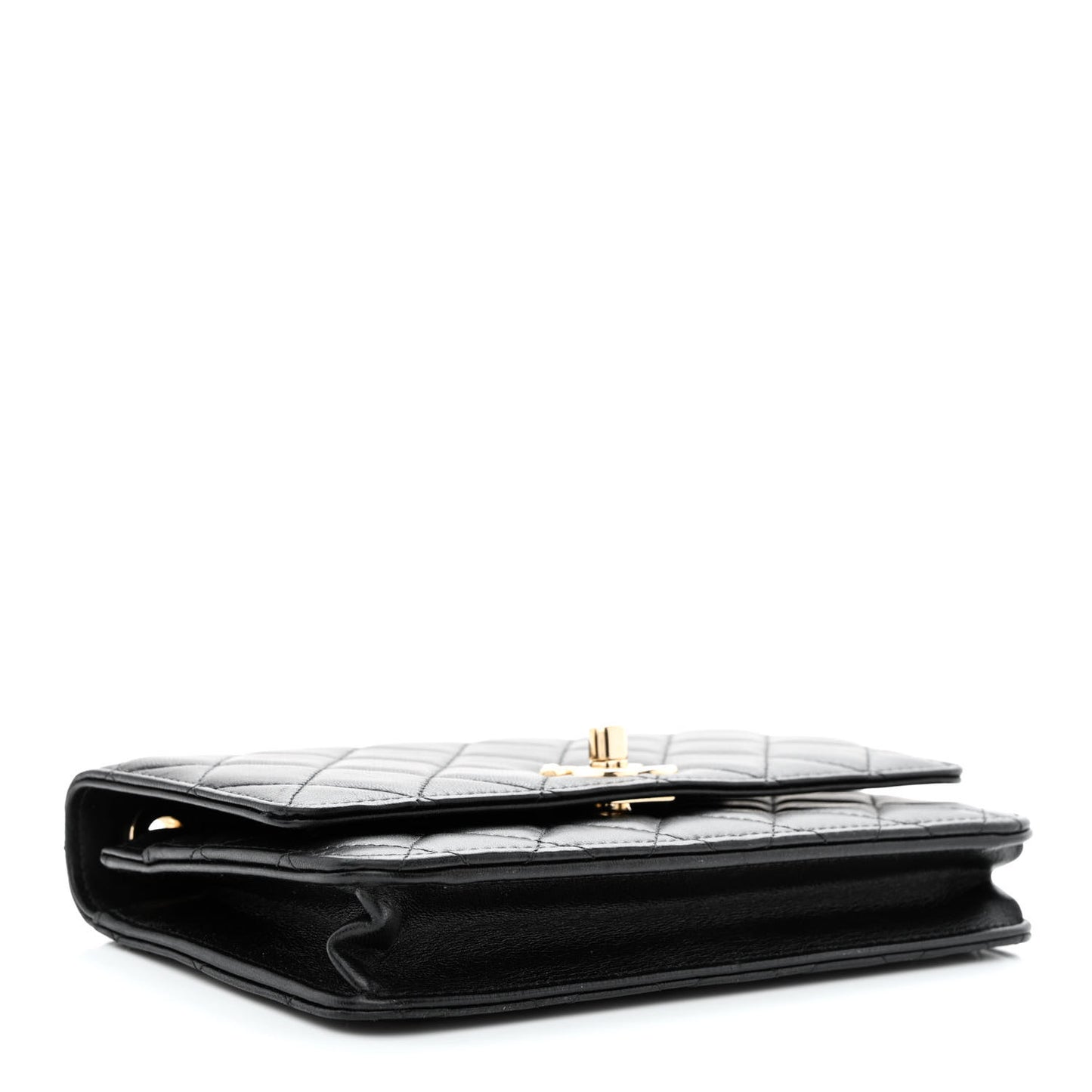 Lambskin Quilted Trendy CC Wallet On Chain WOC Black