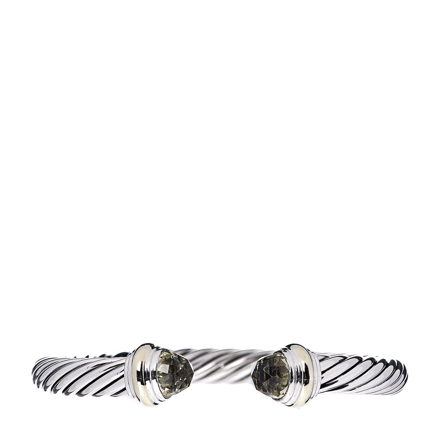 Sterling Silver 14K Yellow Gold Prasiolite 7mm Cable Classics Bracelet