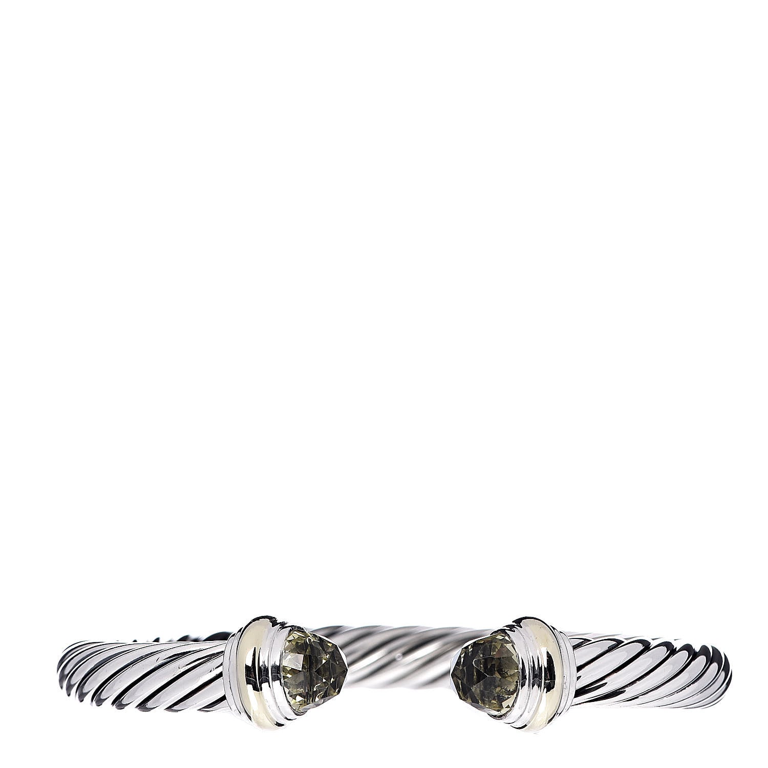 David Yurman Sterling Silver 14K Yellow Gold Prasiolite 7mm Cable Classics Bracelet 1 of 4