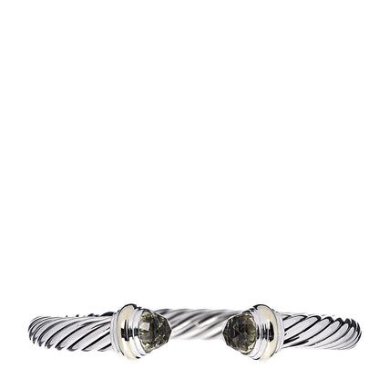 David Yurman Sterling Silver 14K Yellow Gold Prasiolite 7mm Cable Classics Bracelet 1 of 4