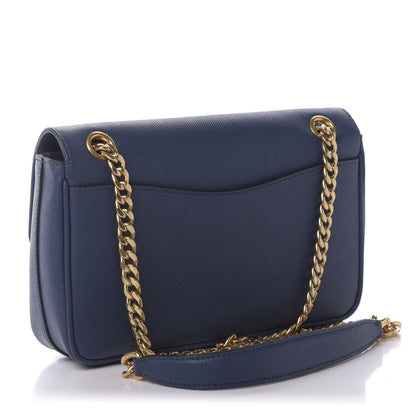 Prada Saffiano Flap Shoulder Bag Bluette 2 of 8