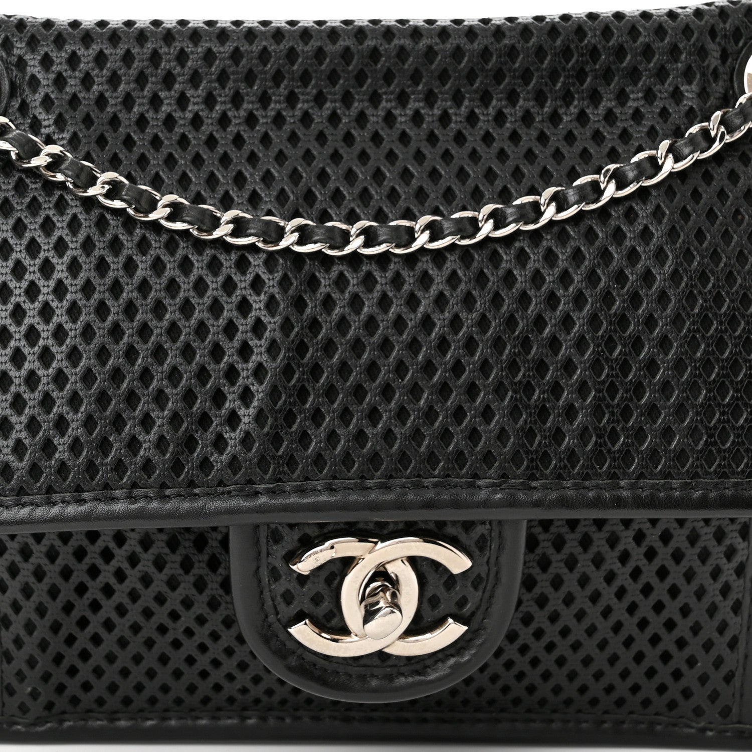 Chanel Metallic Perforated Calfskin Small Up In The Air Flap Black 8 of 10