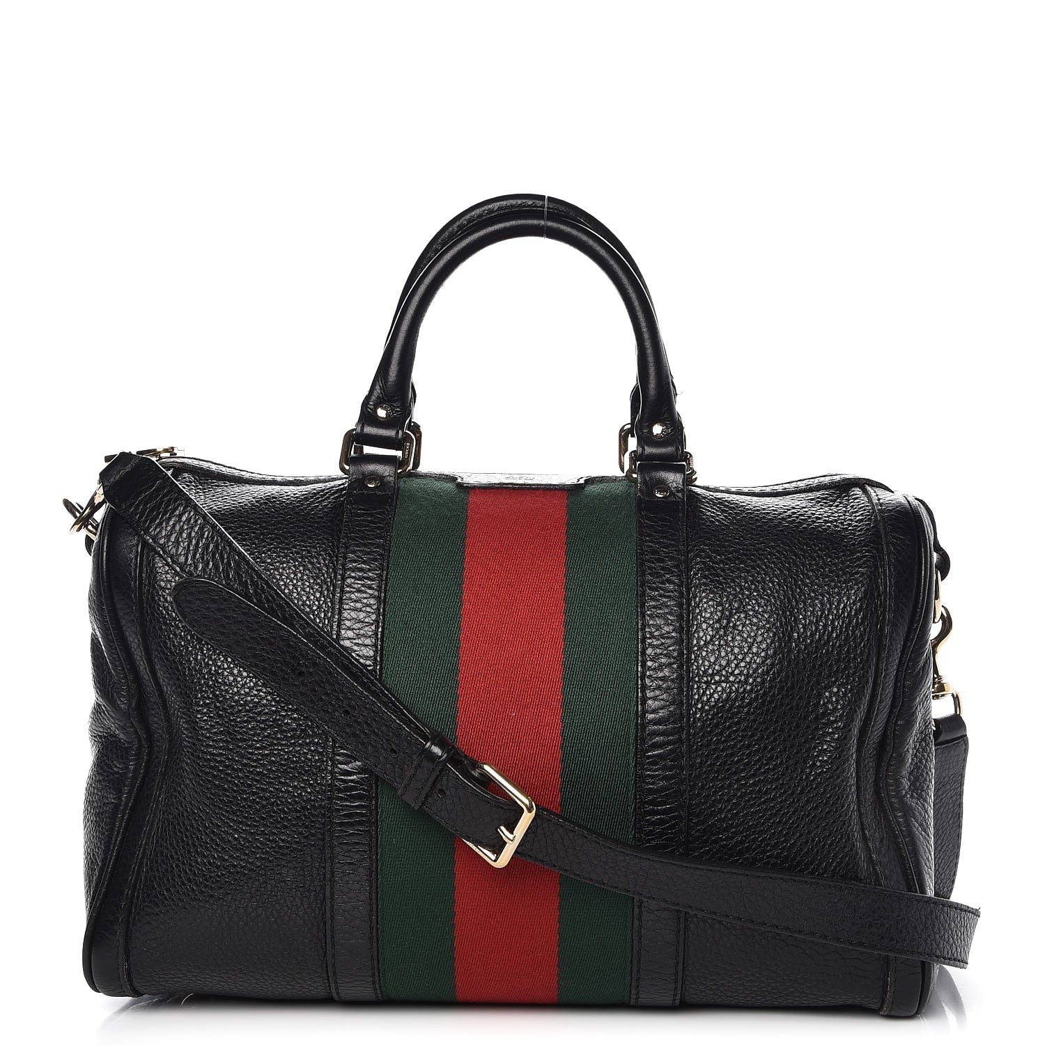 Gucci Calfskin Vintage Web Medium Boston Black 1 of 16