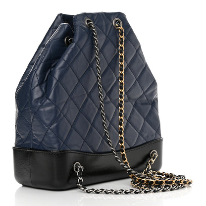 Chanel Aged Calfskin Quilted Gabrielle Backpack Navy Black 3 of 14