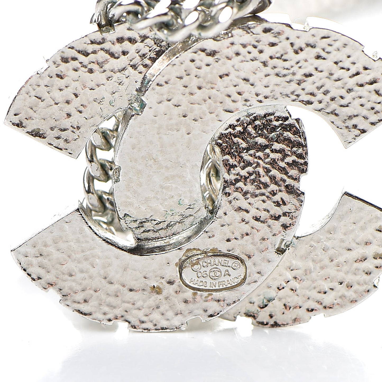 Baguette Crystal CC Pendant Necklace Silver