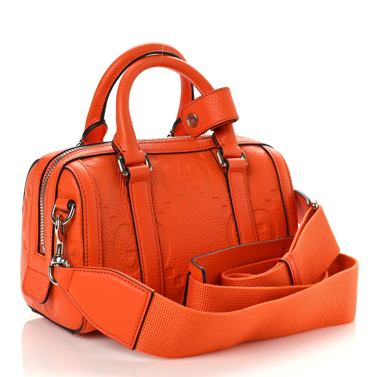 Gucci Piuma Calfskin Jumbo GG Embossed Mini Duffle Bag Good Orange 2 of 8