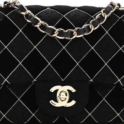 Chanel Velvet Tweed Quilted Mini Square Flap Black 8 of 11