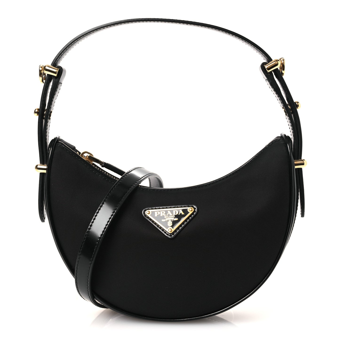 Re-Nylon Spazzolato Mini Arque Shoulder Bag Black