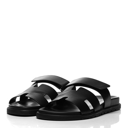 Hermes Calfskin Mens Chypre Sandals 42 Black 3 of 7