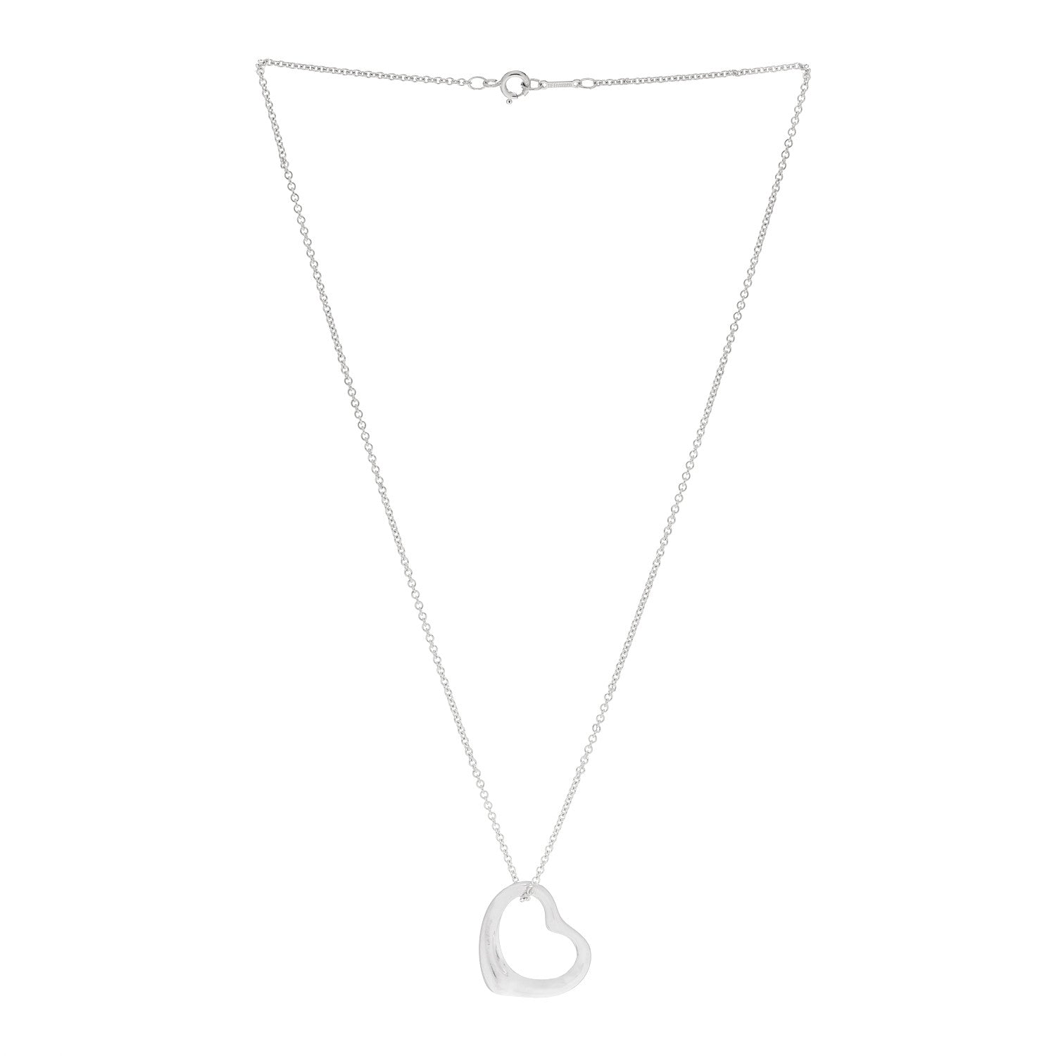 Tiffany Sterling Silver 22mm Elsa Peretti Open Heart Pendant Necklace 3 of 6