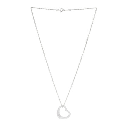 Tiffany Sterling Silver 22mm Elsa Peretti Open Heart Pendant Necklace 3 of 6
