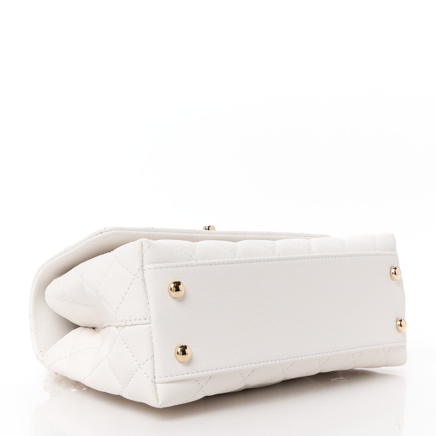 Caviar Quilted Mini Coco Handle Flap White