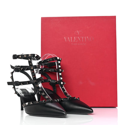Valentino Garavani Nappa Rockstud Ankle Strap Low Heel Pumps 39 Black 8 of 8