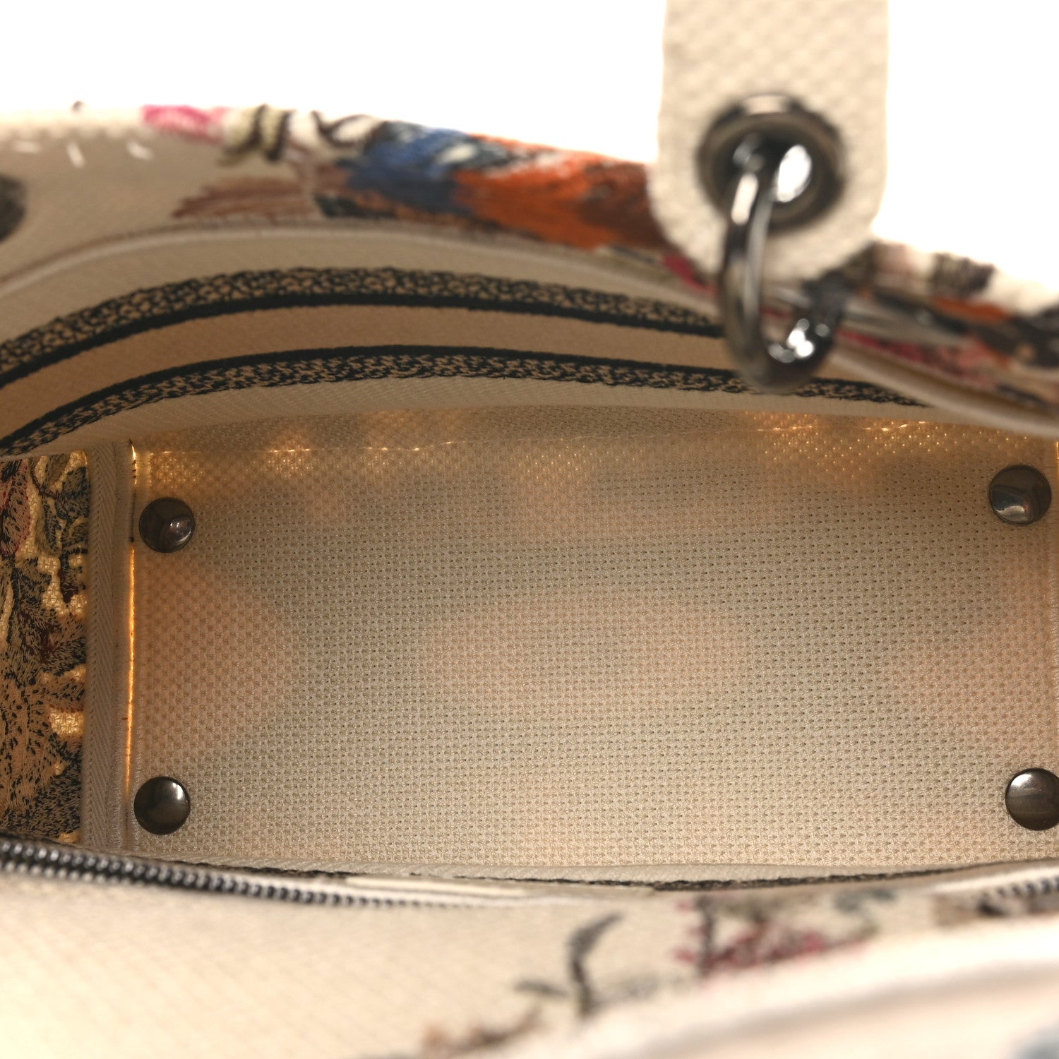 Christian Dior Canvas Embroidered Jardin D'Hive Medium Lady D-Lite Ecru Multicolor 5 of 10