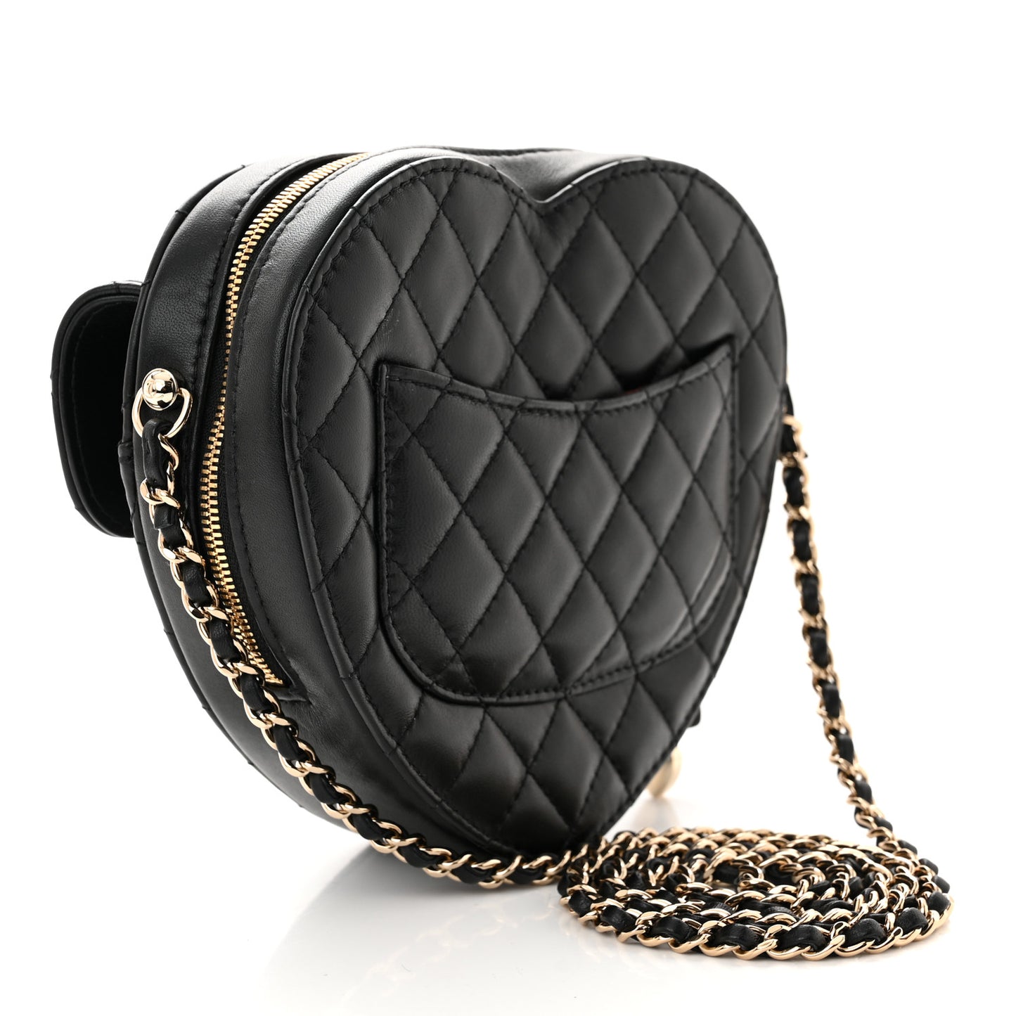 Lambskin Quilted CC In Love Heart Bag Black