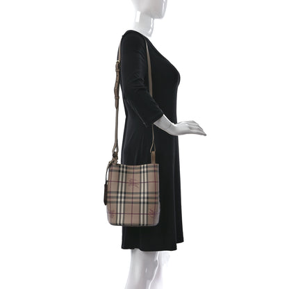 Burberry Haymarket Check Colours Small Lorne Bucket Crossbody Camel 2 of 7